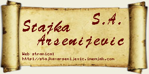 Stajka Arsenijević vizit kartica